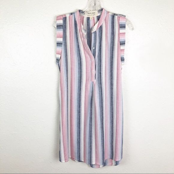 NEW Cloth &‎ Stone Linen Multi Color Stripe Dress Small - Picture 1 of 6